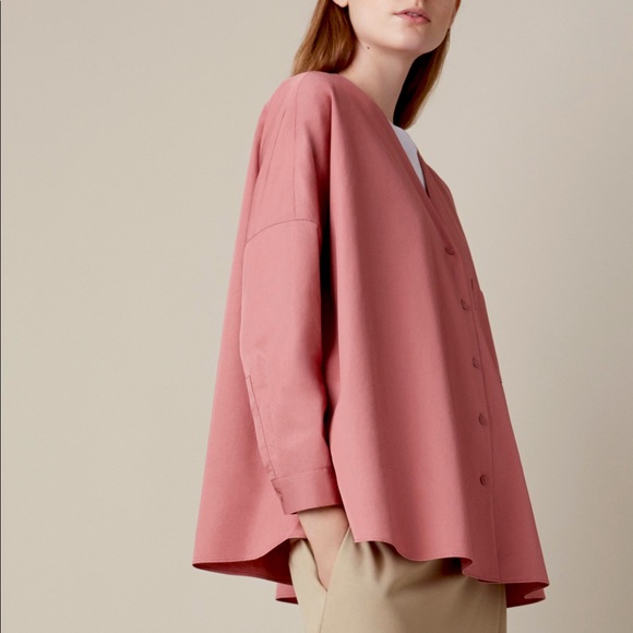 Cos Oversized V Neck Button Down Shirt - Picture 2 of 7